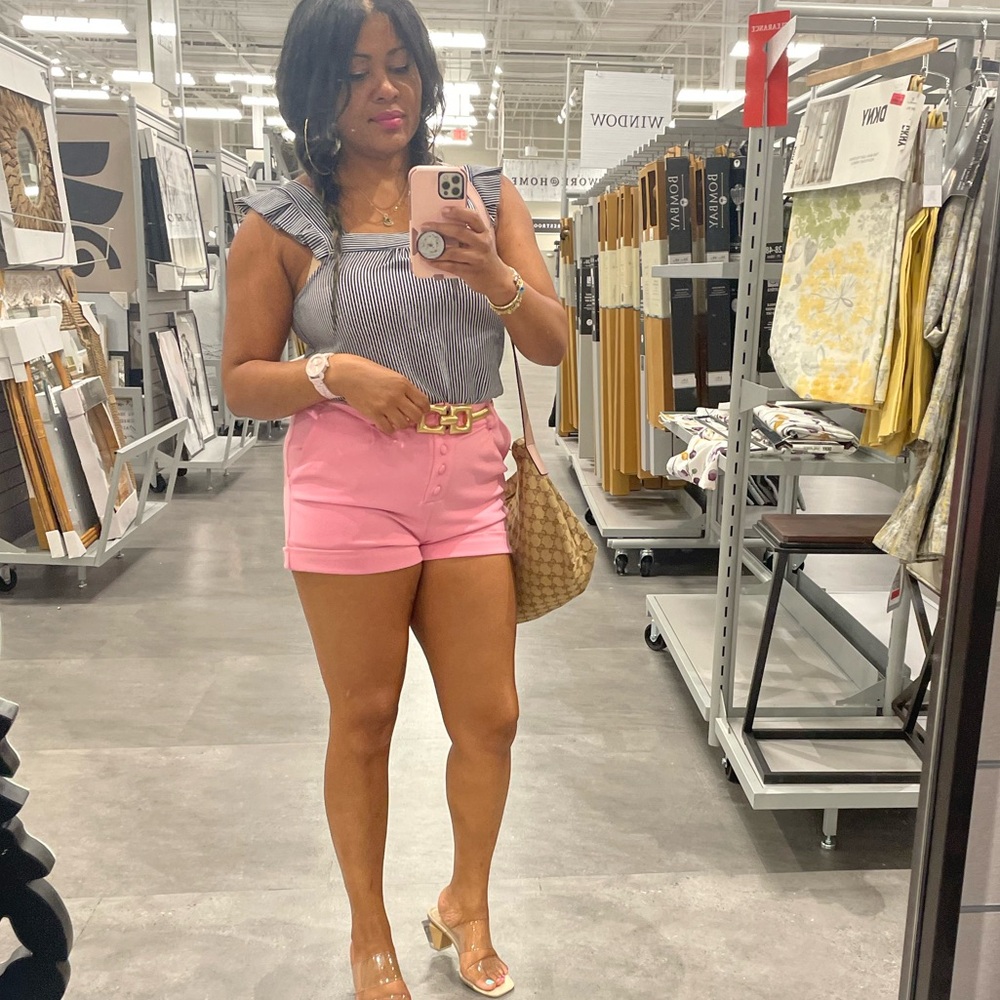 Pink Dress Shorts with Buttons